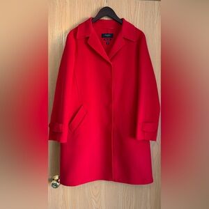 MaxMara Weekend | SZ 14 (XL) | Bright Red Wool Blend Midi Length Coat | EUC